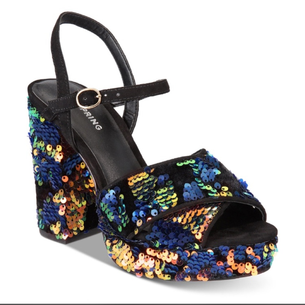 Iridescent Call it Spring Laroalia Sequin block heels